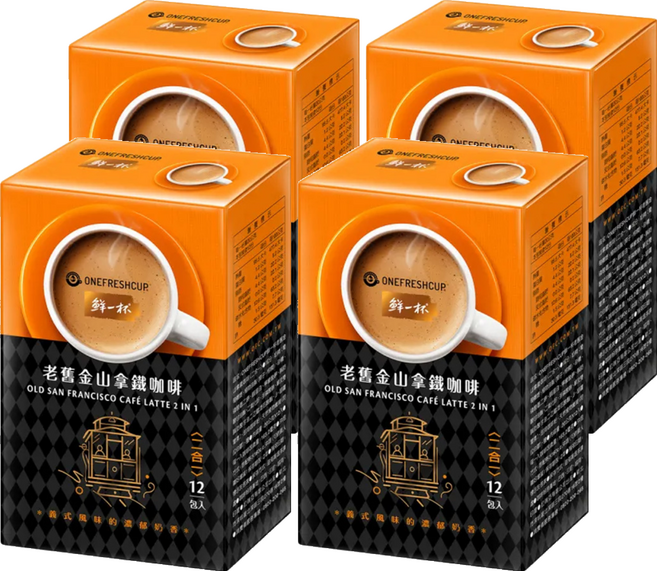鮮一杯 老舊金山二合一拿鐵咖啡, 12包, 20g, 4盒