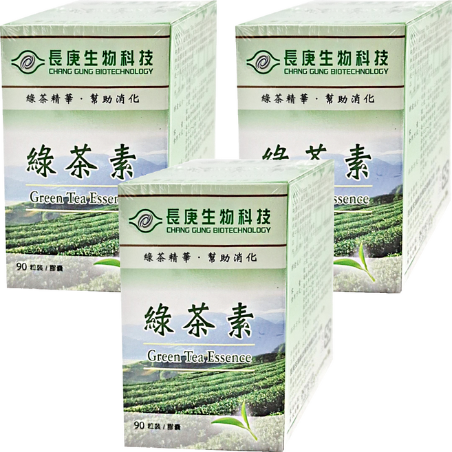長庚生物科技 綠茶素, 90顆, 0.5g, 3盒