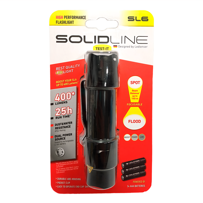 SOLIDLINE SL6 塑鋼可調焦手電筒 502232 131mm 130g, 1個