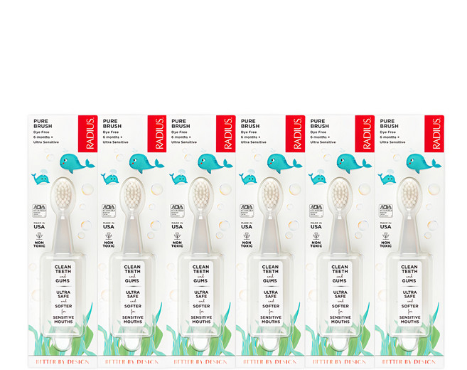 RADIUS 雷迪兒 Pure Baby 嬰兒牙刷 第1階段, 1入, 6支, 透明色
