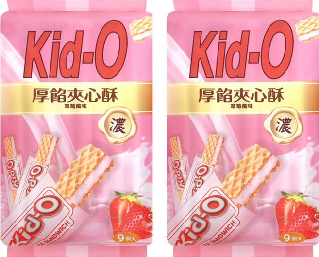 Kid-O 厚餡夾心酥 草莓風味, 171g, 2袋