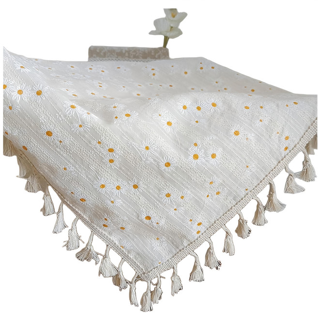 Homely Zakka 日式 ins風棉麻清新桌布 180 x 120cm, 丁香花, 1個