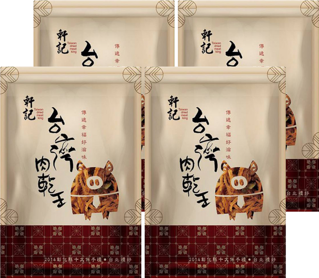 Taiwan dried meat king 軒記 台灣肉乾王 檸檬香茅雞肉絲 低卡無負擔零食 高蛋白低熱量, 120g, 4包