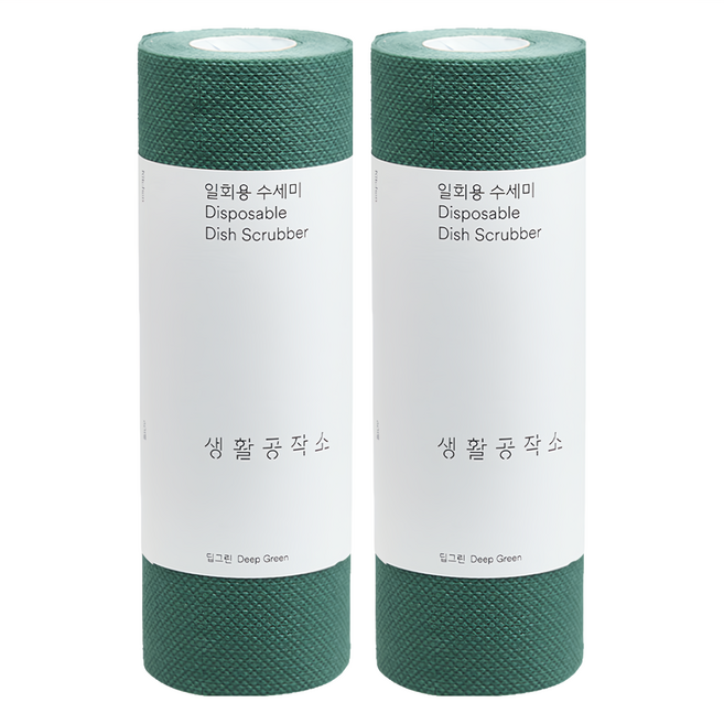 Saengong 生活工作所 捲筒型拋棄式洗碗布, 深綠色, 60張, 2捲