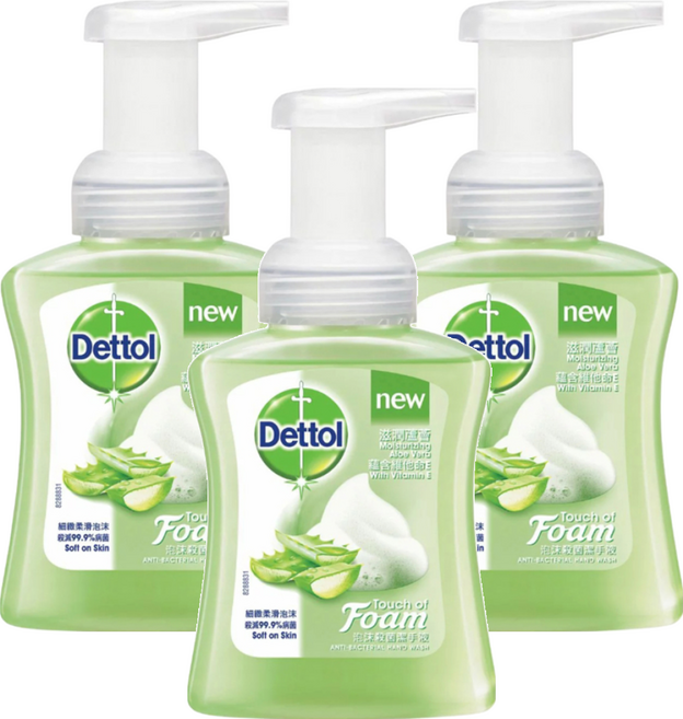 Dettol 滴露 泡沫潔手液 滋潤蘆薈 抗菌 99.9% 250ml, 3瓶