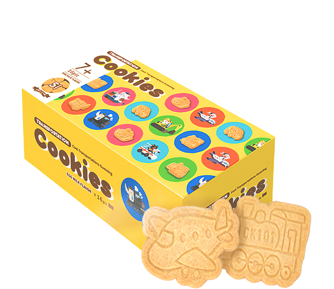 School of Cookie 台灣優格餅乾學院 天然奶油 交通工具造型餅乾禮盒 雞蛋口味 16包, 224g, 1盒