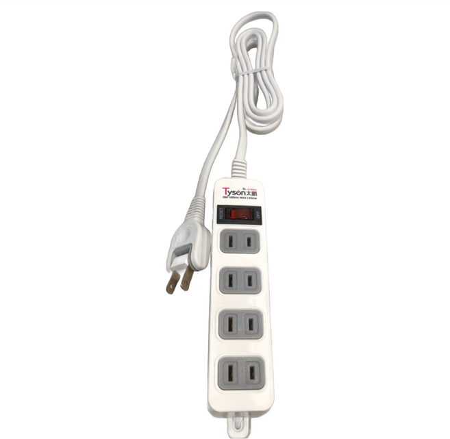 Tyson 太順電業 1切4座2P延長線 2孔 TS-214AS, 1.8m, 白色, 1條