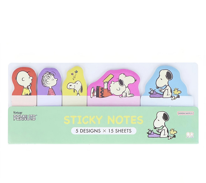 PEANUTS 史努比日常風造型便利貼 120 x 44 x 4mm 11g, 綠色, 75張, 1組