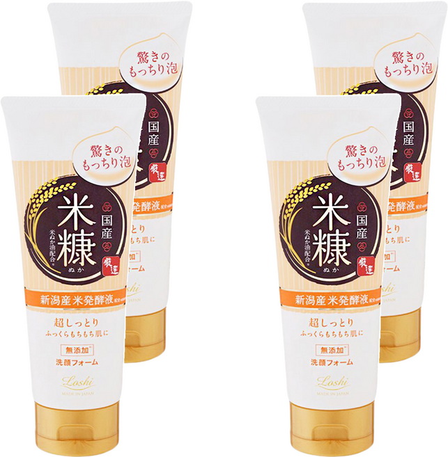 Loshi 樂絲 米糠潤澤飽滿洗面乳 驚奇的綿密泡, 120g, 4條