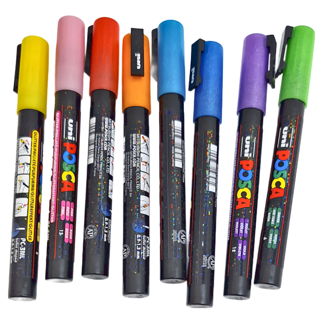 POSCA 細字水性麥克筆8色套組 PC-3ML.7C, 珠光色系, 1組