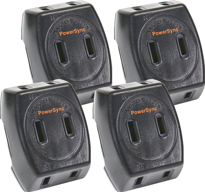 PowerSync 群加 防雷擊壁插 2P 3插, 5.3cm, 黑色, 4個