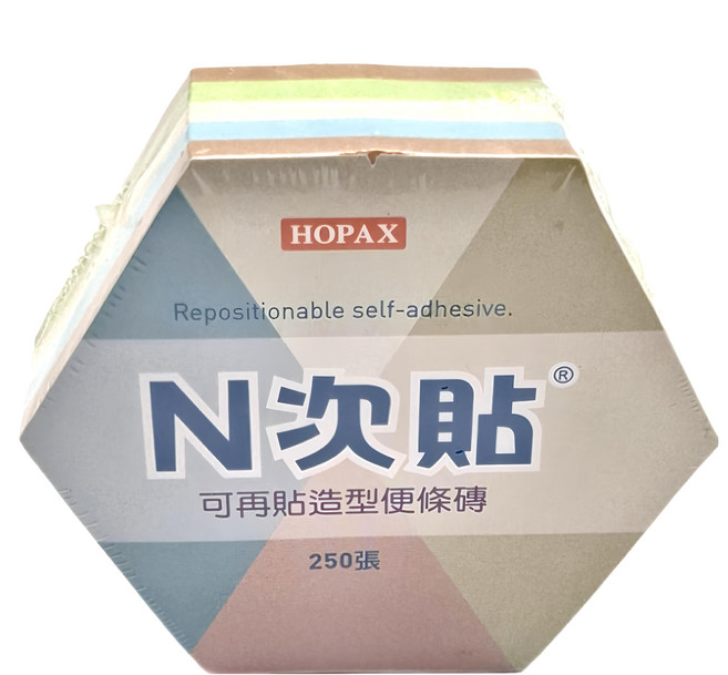 N次貼 造型便條磚 牛皮紙 + 再生紙3色 61 x 70mm 六角形, 粉色 + 藍色 + 粉色, 250張, 6組