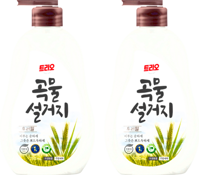 Trio 小麥成分蔬果碗盤潔液, 750ml, 2瓶