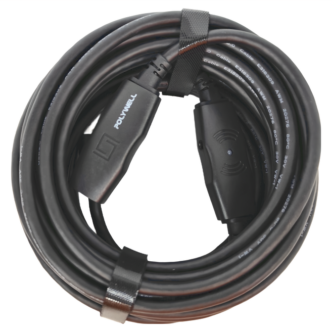 POLYWELL 寶利威爾 USB3.0 Type-A公對A母主動式增益延長線 PW15-W45-M310, 10m, 1條