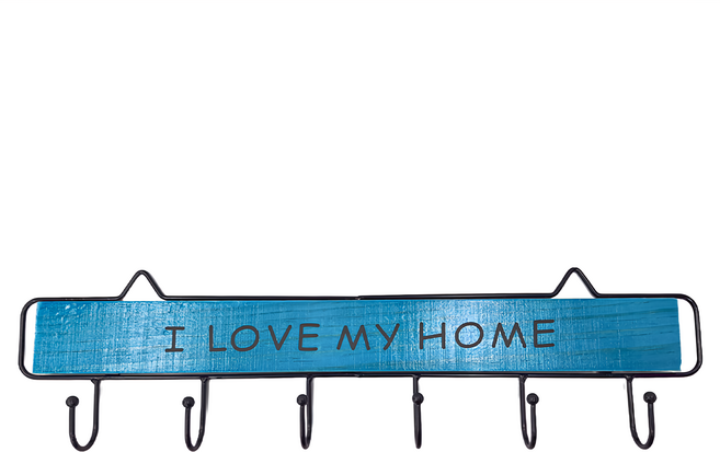 木質鐵藝衣帽架 掛衣架 鑰匙架 I LOVE MY HOME, 綠色