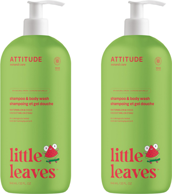 ATTITUDE 艾特優 兒童2合1洗髮沐浴露 西瓜&椰香, 946ml, 2瓶