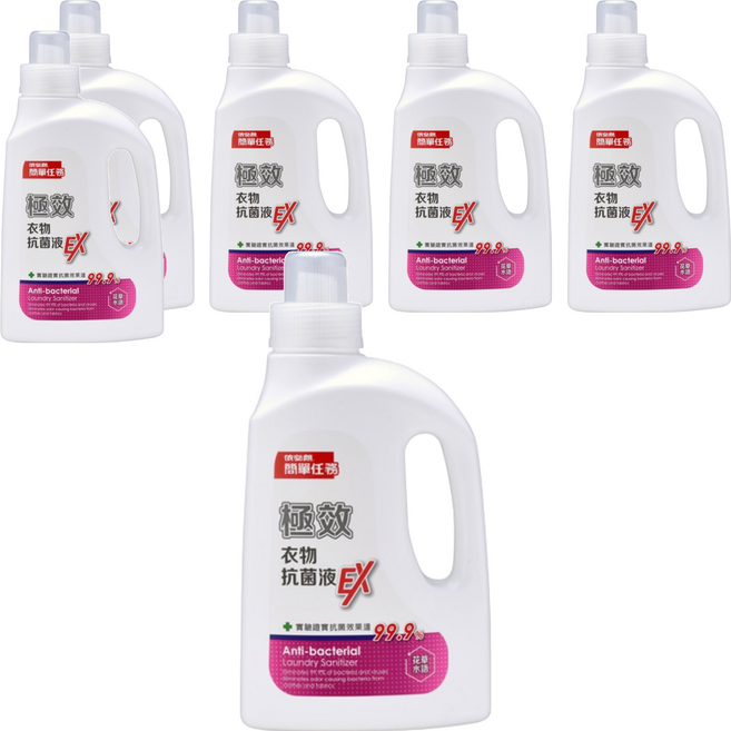依必朗 簡單任務 極效衣物抗菌液EX 花草水語, 1L, 6瓶