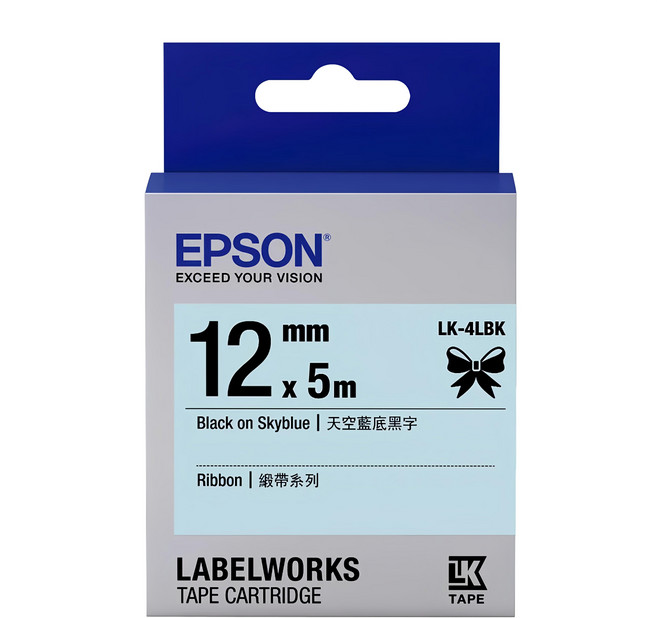 EPSON LK-4LBK 標籤帶, 天空藍底黑字, 5m