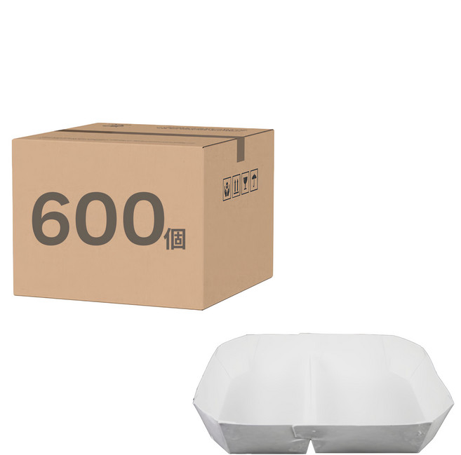 長八角紙餐盒 雙格, 1箱, 600個裝