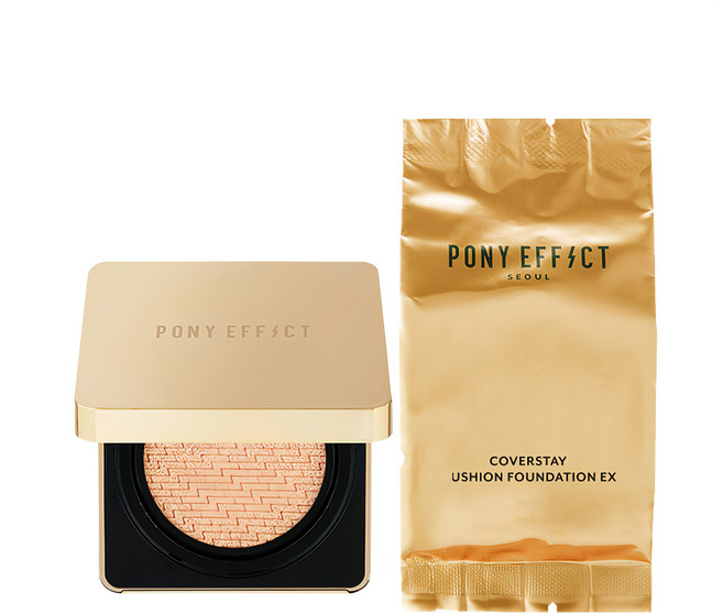 PONY EFFECT 韓國原廠直供 氣墊粉餅組 氣墊粉餅15g+補充粉蕊15g, 001 Rosy Ivory, 1組