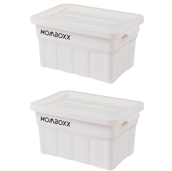 HOMBOXX 工業風高荷重附蓋收納箱 小型款 2L, 純潔白, 2個