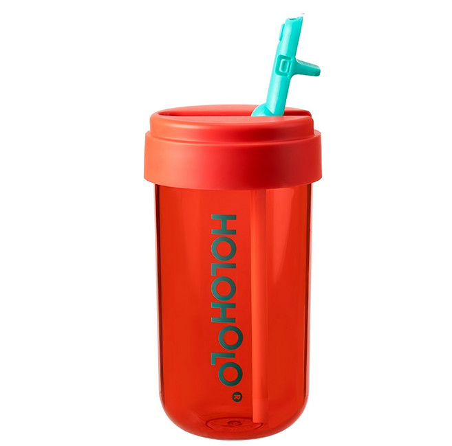 HOlOHOlO t-01 tonton cup 吸管杯, 西瓜紅, 450ml, 1個