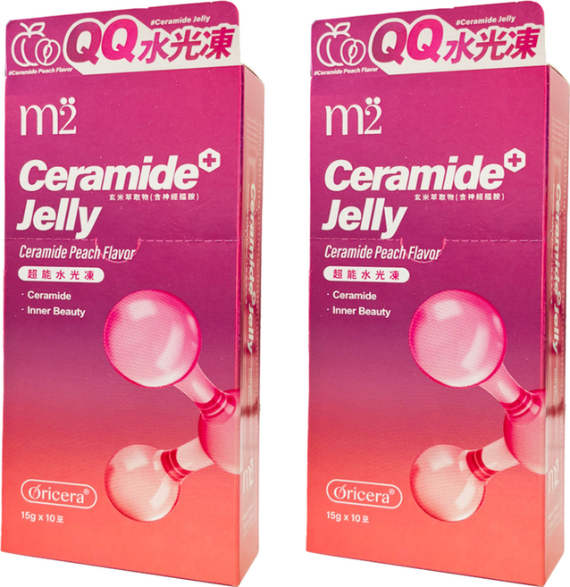 m2 美度 超能水光凍 含神經醯胺 水蜜桃口味 10包, 150g, 2盒