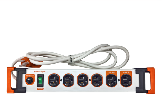 PowerSync 群加 1開6插鋁合金防雷擊抗搖擺延長線 TL6W9018 39 x 7 x 5cm, 白色, 1個, 1.8公尺