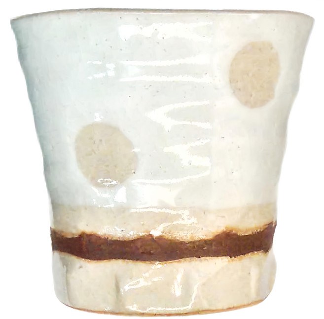 日本 美濃燒 手作茶杯 陶瓷 9.3cm x 9cm 260ml, 水玉, 1個