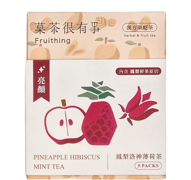 Fruithing 菓茶很有事 鳳梨洛神薄荷茶, 6g, 1盒, 5包