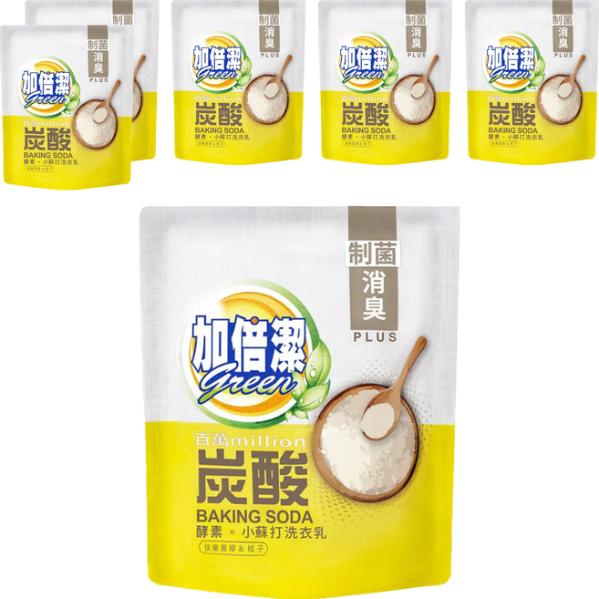 加倍潔 酵素小蘇打洗衣乳 消臭 補充包, 1.6kg, 6包