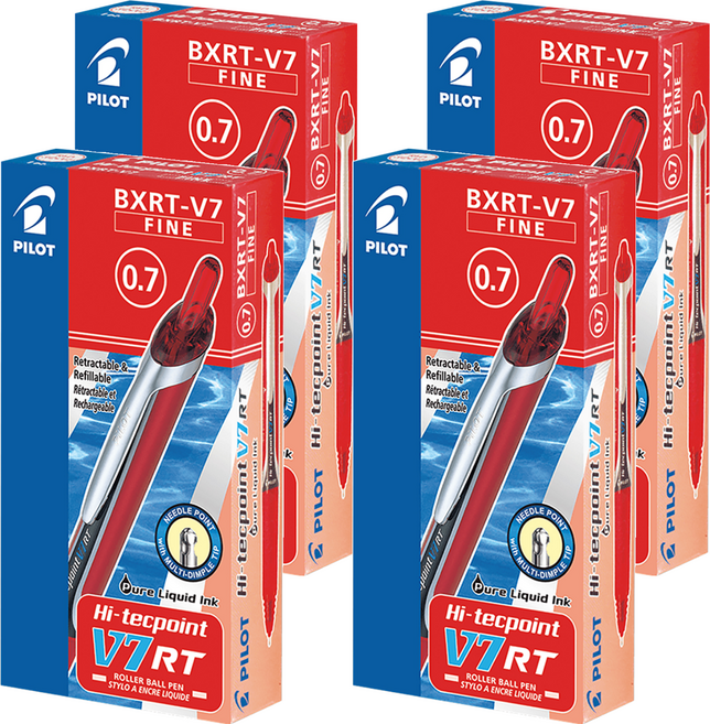 PILOT 百樂 按鍵鋼珠筆 0.7mm BX-RT-V7, 紅色, 48支