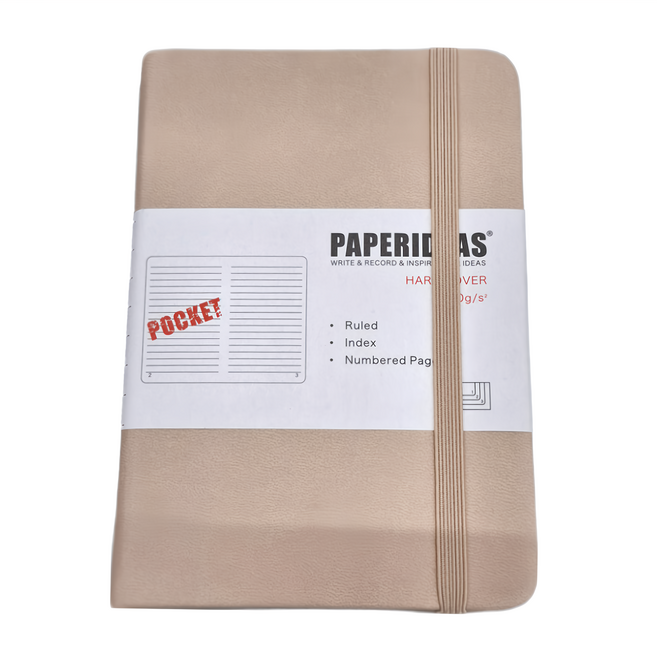 PAPERIDEAS A6 硬皮筆記本 188頁 橫線, 奶咖色, 1本