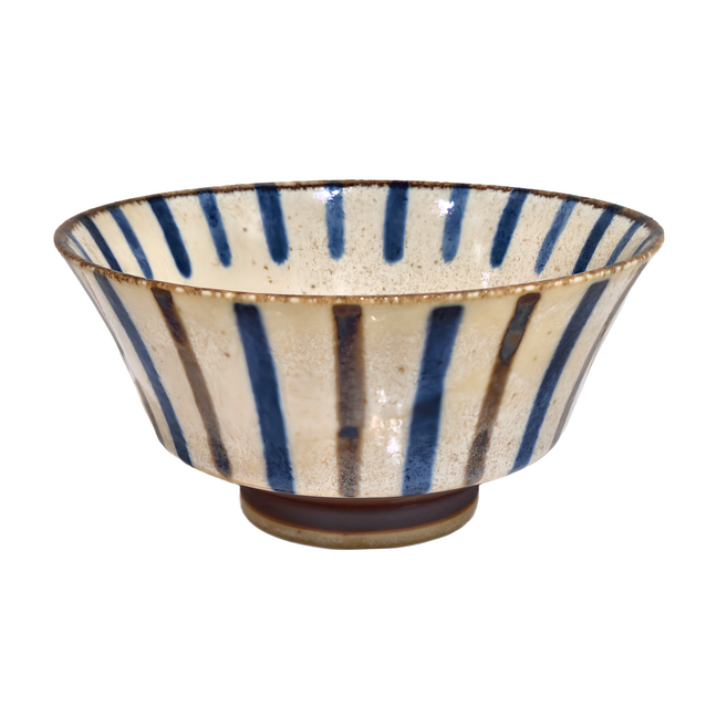 JUST HOME 日本製陶瓷7吋拉麵碗2件組 米藍十草 950ml 18 x 9cm 1組