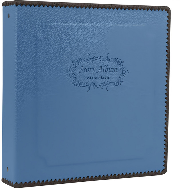 J&H Story Album 黏貼式素面皮革相簿, 藍色, 50張