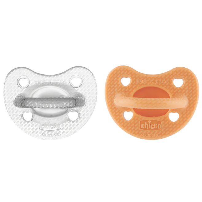 chicco LUXE 矽膠拇指型安撫奶嘴, 拇指型, 牛奶糖橘, 2個