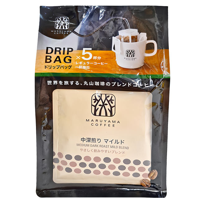 MARUYAMA COFFEE 丸山珈琲 中焙濾泡咖啡 溫和, 9g, 5包, 1袋