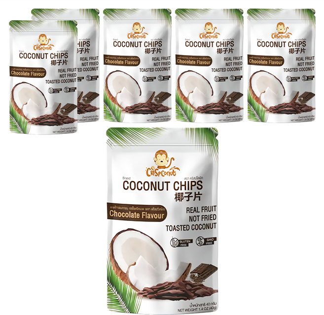 Crispconut 猴子 椰子脆片 巧克力味, 40g, 6包
