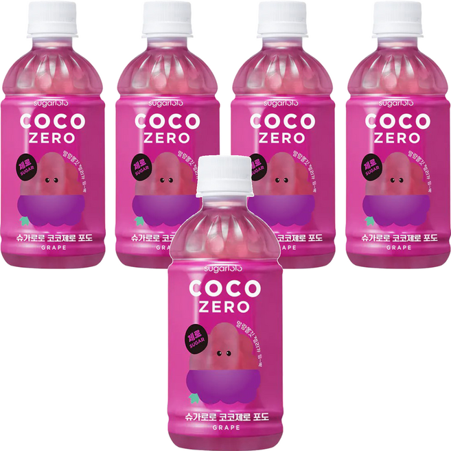 sugarlolo 椰果飲料 葡萄風味, 5瓶, 340ml