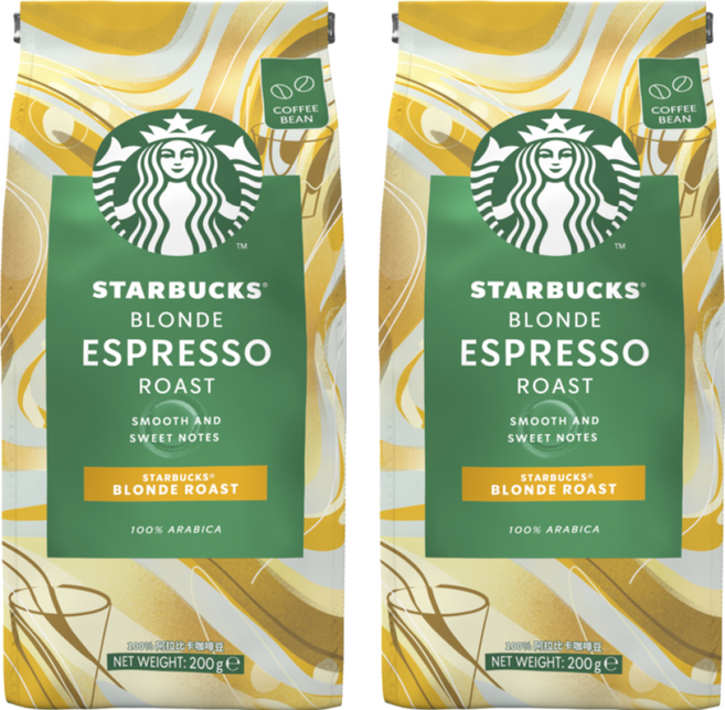 STARBUCKS 星巴克 黃金烘焙咖啡豆, 未研磨, 200g, 2包