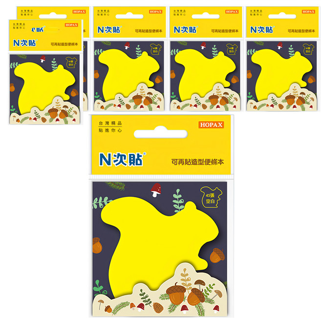 N次貼 造型便條紙, 6本, 松鼠, 45張