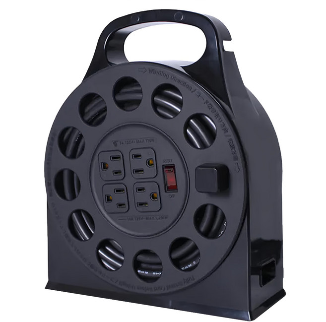 ADAMOUTDOOR 4座多用途輪座式延長線 3孔 ADPW-341105M, 黑色, 1個, 10.5m