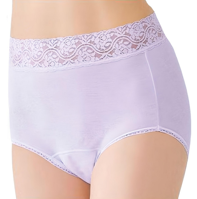 Cervin 失禁內褲 蕾絲款 女性 100cc 棉100% 淺紫色 輕度失禁使用 日本產, M, 1入, 1件