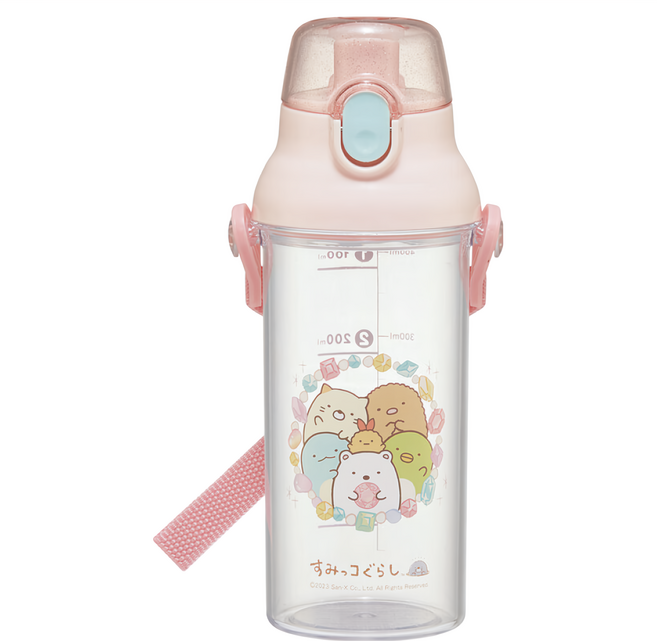 Skater 塑膠水壺 TRITAN 彈蓋直飲, 角落生物 透明粉色, 480ml, 1個