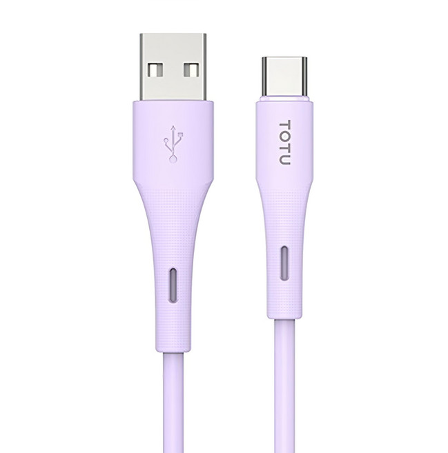 TOTU 拓途 膚感系列 USB-A-Type-C 液態矽膠傳輸快充線, 1m, 紫色, 1條
