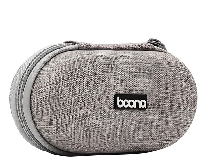 baona 包納 手機配件收納包 耳機 傳輸線 充電器 9 x 6 x 4cm, LOTUS, 橢圓形 灰色, 1個