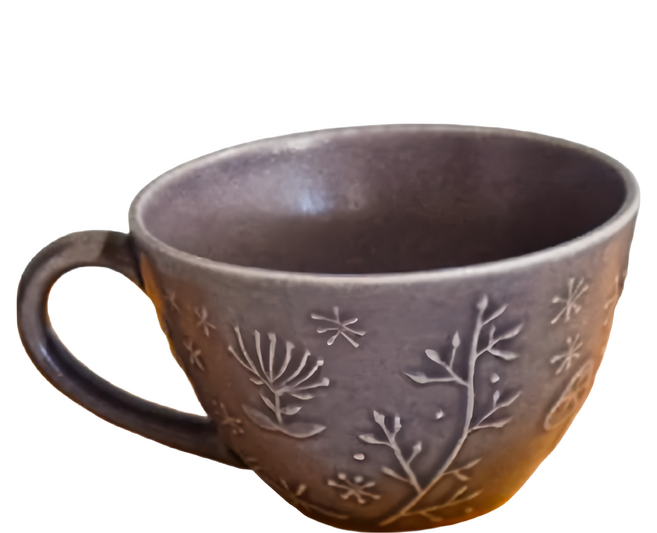SAWATOUKI 佐和陶瓷 日本製 紫花飛蝶舞拿鐵杯 260ml, 紫花飛蝶舞, 1個