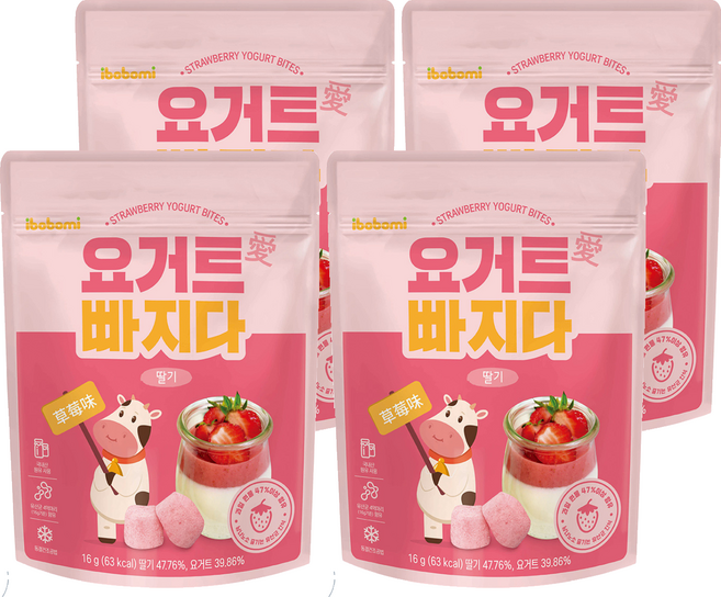 ibobomi 乳酸菌優格點心, 草莓味, 16g, 4包