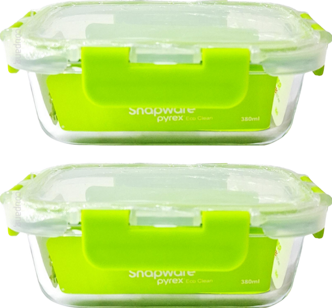 Corelle Brands 康寧餐具 Snapware Eco Clean 可拆扣玻璃保鮮盒, 容器 + 蓋子, 2個