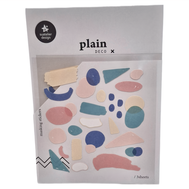 suatelier design plain DECO 裝飾貼紙 3張一組, 多色, 1組